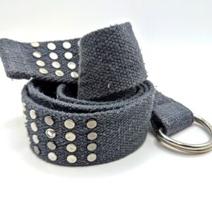 Gray Fabric Rhinestone Studded Belt, L